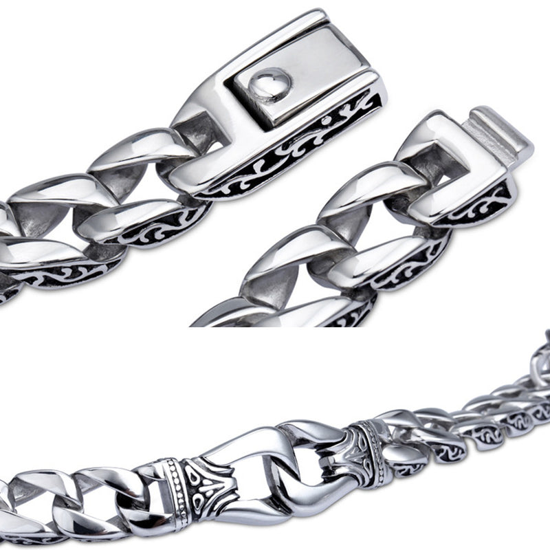 Men's Stainless Steel Polished Silver Heavy Huge Curb Link Chain Bracelet Bangle