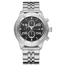 MINI FOCUS 0230G Fashion Men Watch Waterproof Chronograph Multi-function Stainless Steel Strap Quartz Watch