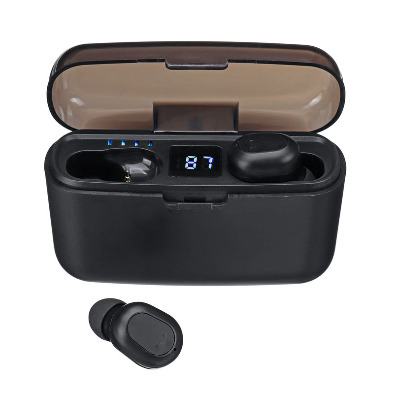 TWS Mini bluetooth LED Digital Display Earphone Waterproof Auto Pair Headset with 2000mAh Power Bank