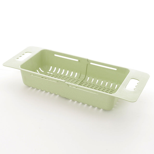 Kitchen Plastic Sink Drain Basket Rack Retractable Tableware Vegetable Shelf Storage Drain Rack