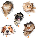 3D Breaking Through The Wall Kit ten Toilet Puppy Small Cartoon Car Stickers