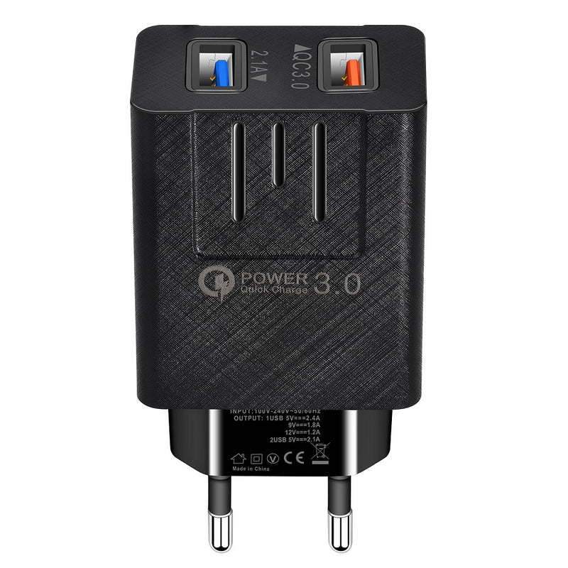 EU QC3.0 Dual USB Charger Power Adapter for Tablet Smartphone