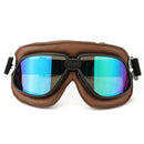 Motorcycle Retro Goggles Flying Scooter Helmet Windproof Glasses Anti-UV Brown Frame