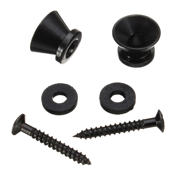 2pcs Black Strap Lock Buttons End Pins Cushion Screws For Guitar Bass