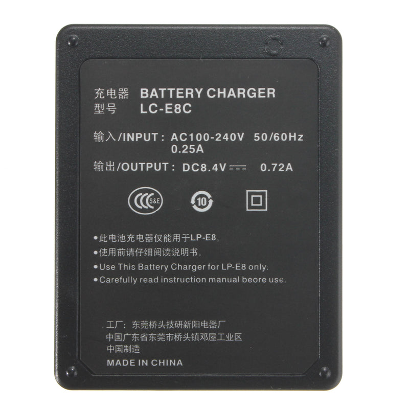 LC-E8E Battery Charger For Canon LP-E8 EOS 550D 600D 650D 700D Digital