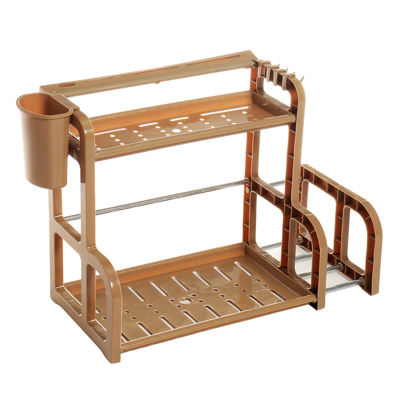 2 Tier Jars Spice Pot Stand Kitchen Holder Chopping Shelf Rack Storage Organizer