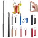 Stainless Steel Telescopic Drinking Straw Portable straw for Travel Reusable Collapsible Metal Drinking Straw With Brush