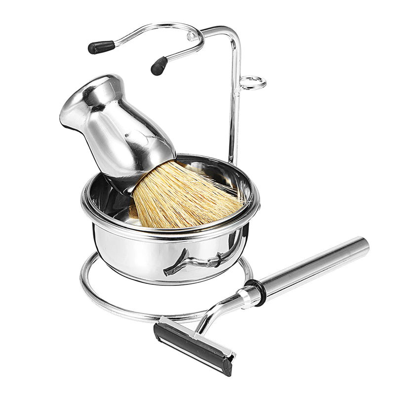 Bristle Hair Shaving Brush Safety Razor Shaver Stand Soap Bowl Holder Travel Set