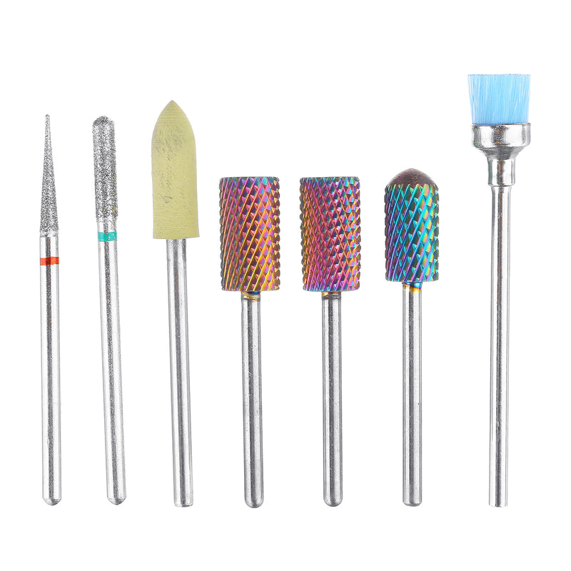 7Pcs Ceramic Nail Drill Bits Set Milling Cutter for Manicure Gel Removal Nail Art Set