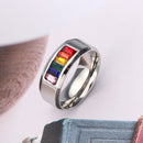 Trendy Stainless Steel Finger Ring Rainbow Rhinestone Ring Wholesale for Men