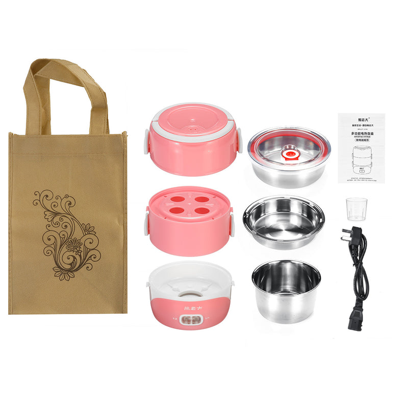 2.0L 3-Layers 220V Stainless Steel Electric Lunch Box Food Container Rice Cooker