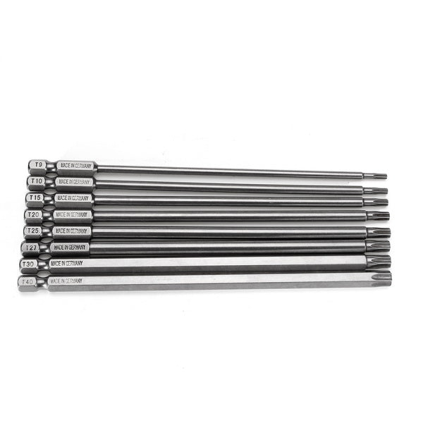 Broppe 8pcs T9-T40 150mm Magnetic Torx Screwdriver Bits 1/4 Inch Hex Shank
