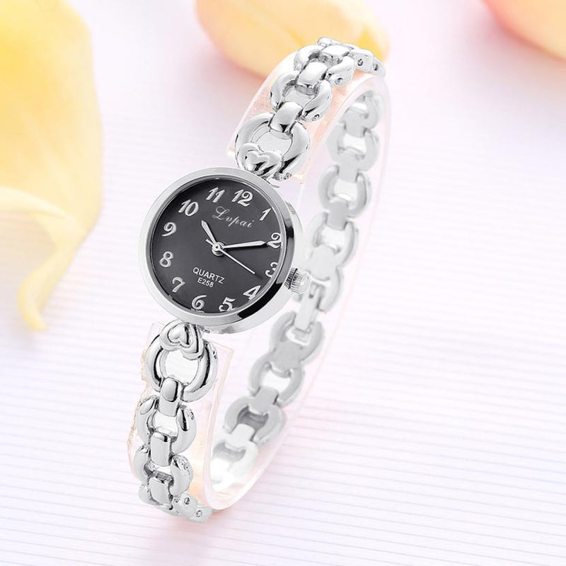 LVPAI Rhinestone Elegant Design Women Bracelet Watch Stainless Steel Quartz Watch