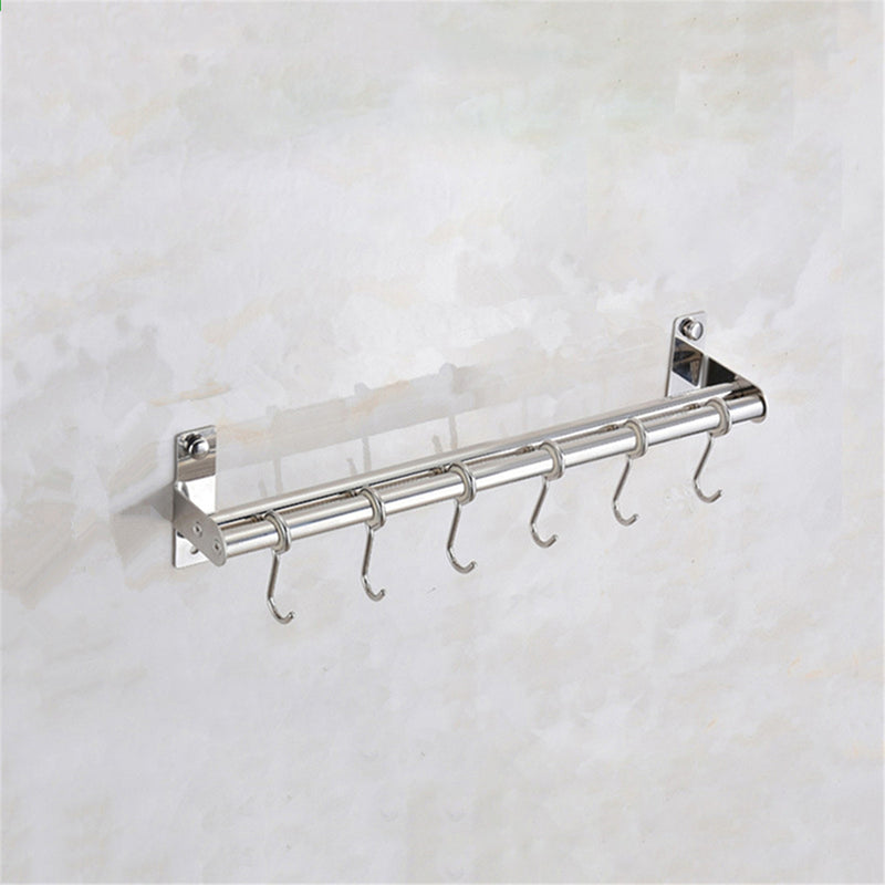 Stainless Steel Pipe Wall Mount Kitchen Storage Rack Pot Lid Holder Spoon Hook
