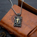 Retro Hip Hop Stainless Steel Titanium Steel Square Pendant Cross Men's Necklace