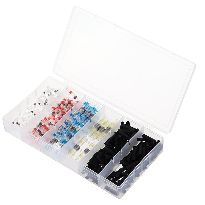 Excellway 250PCS Solder Seal Wire Connectors Waterproof Heat Shrink Butt Connectors Solder Ring Rerminal Tube Terminal Wire Connector Terminal