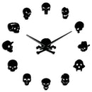 Different Skull Heads DIY Horror Wall Art Giant Wall Clock Big Needle Frameless Zombie Heads Large Wall Watch Halloween Decor