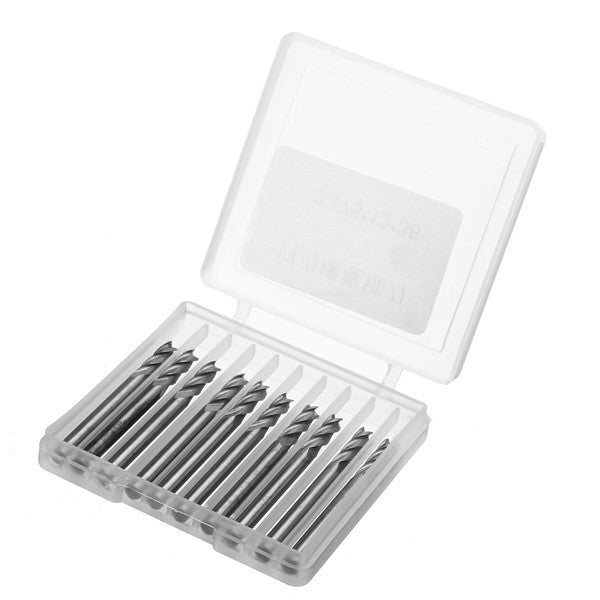 10pcs 3.175mm Shank 4 Flute End Mill Cutter Spiral Carbide CNC End Mill Drill Bit