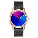 SANDA P1031 Fashion 3D Colorful Gradient Dial Steel Leather Strap Men Quartz Watch
