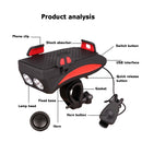 4-6.3inch Phone Holder 130db Rack Horn Waterproof USB Rechargeable Quakeproof Headlight 4000mah
