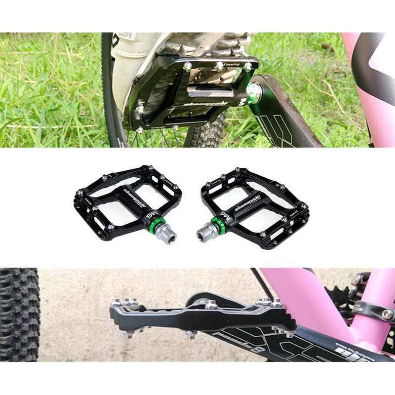 2PCS MTB BMX Mountain Road Bike Pedals Alloy 3 Bearing Flat Platform Black