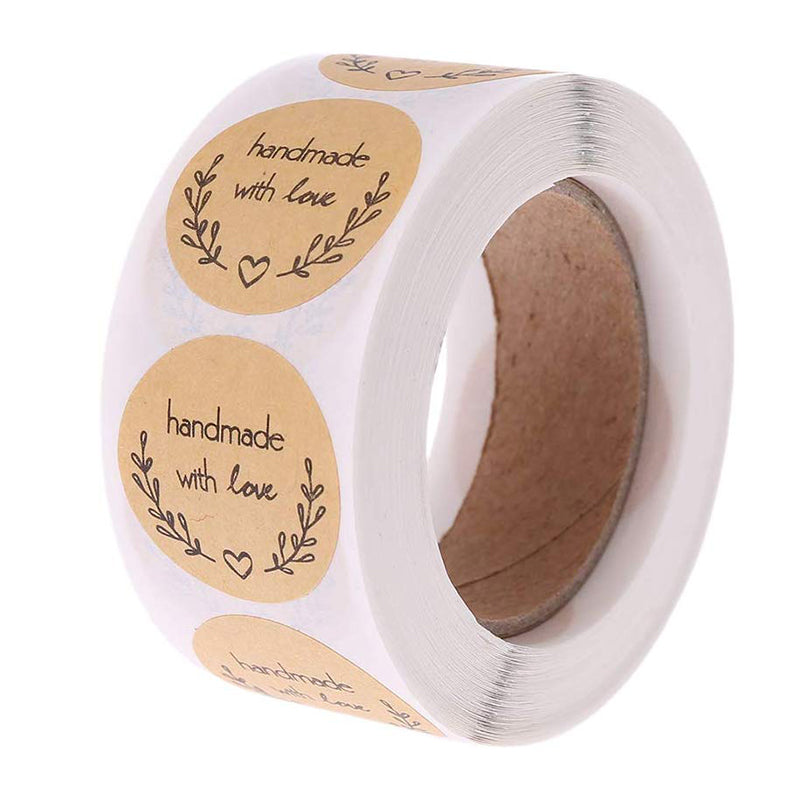 500PCS Kraft Paper Handmade With Love Sticker DIY Gifts Wrap Cookies Packaging Stickers