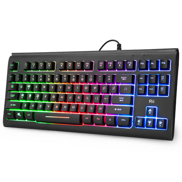 Rii RK104 87 Keys Wired RGB Backlight Gaming Keyboard for Windows PC Laptop Desktop