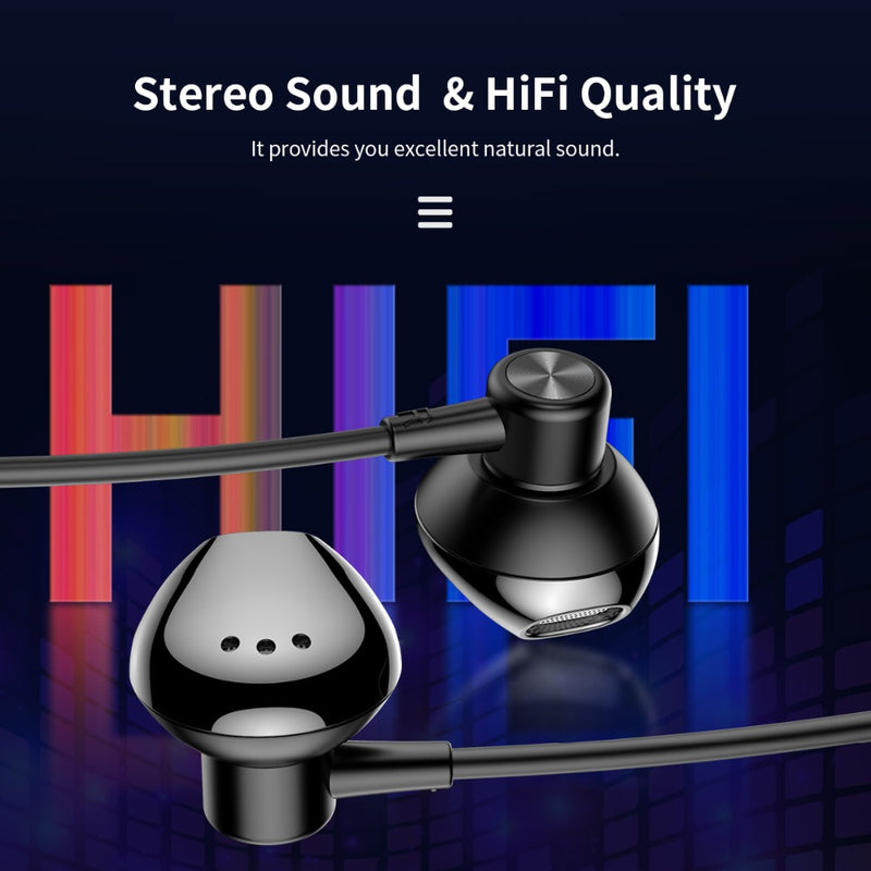 ROCK SPACE ES02 HiFi Stereo Music Earphone 3.5mm Wired Control Aluminum Alloy Headset for PC Cell Phones
