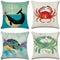 Sea Turtle Crab Whale Cotton Linen Cushion Cover Cartoon Color Water Printed Square Pillow Case