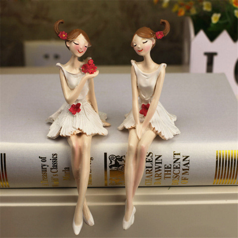 2pcs/set Beautiful Girl & Angel Creative Resin Doll Ornaments Fairy Statue Wedding Home Decorations