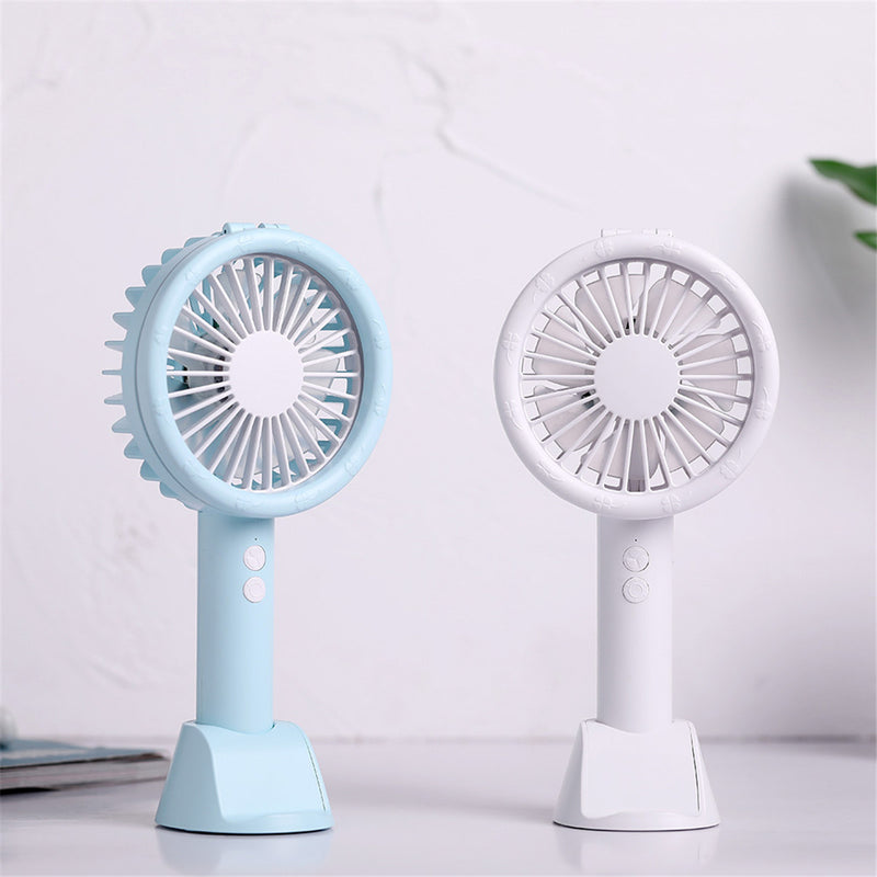 Handheld Table Lamp Fan Mini Portable USB Charging Mobile Phone Holder Desktop 3 in 1 Lighting