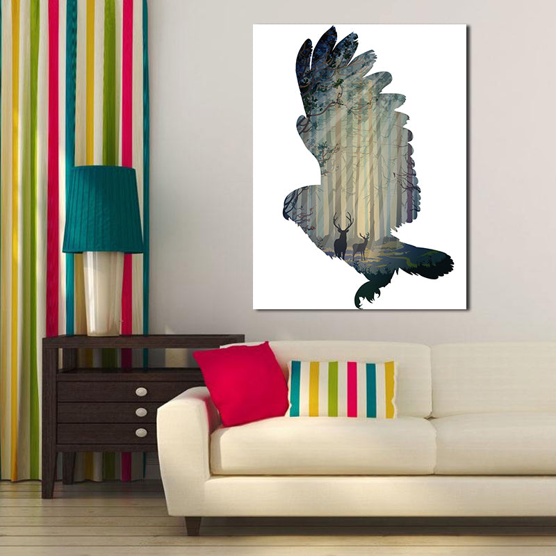 Miico Hand Painted Oil Paintings Simple Style-A Flying Owl Wall Art For Home Decoration Painting