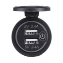 P18-S Touch Switch with Power Cord 2.4A+2.4A Dual USB Car Motorized BoatModified Charger Phone 12-24V
