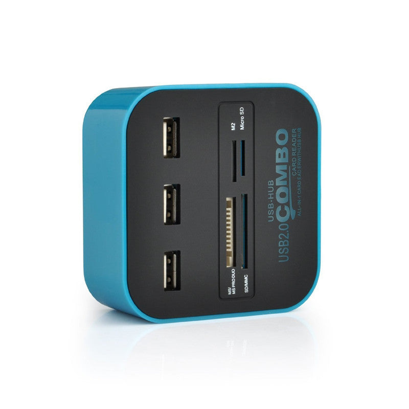 DM-HC01 All-in-one 3 Ports USB 2.0 HUB SD TF MS M2 MMC Card Reader Cable Splitter Adapter