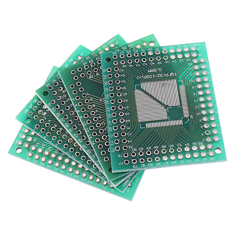 5pcs QFP TQFP LQFP FQFP 32 44 64 80 100 LQF SMD Turn To DIP Adapter PCB Board Converter Plate 0.5/0.8 mm IC Adapter Socket