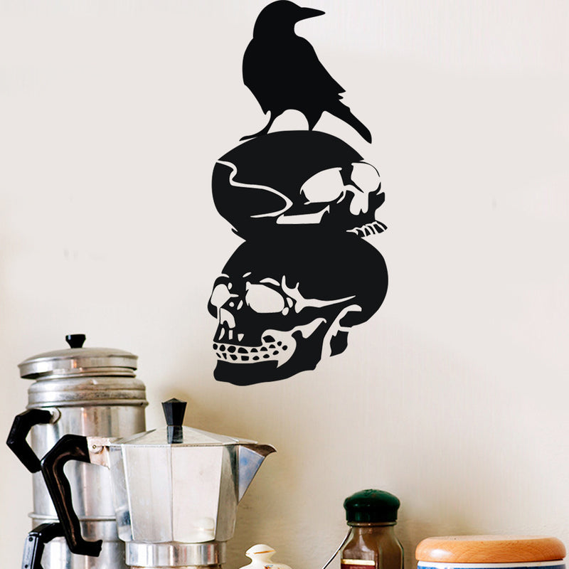 Halloween Skull Crow DIY Wall Sticker Removable PVC Wallpapers Vinyl Art Decal Waterproof Stickers