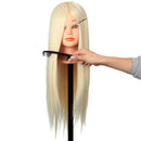 30% Blonde Real Human Hair Training Hairdressing Head Mannequin Clamp Holder