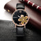 SMEETO C1734 Women Quartz Watch Fashion Flower Patten Simple Dial Leather Strap Wristwatch
