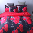 3 PCS Bedding Sets 3D Floral Rose Printing Quilt Cover Pillowcase For Full Size