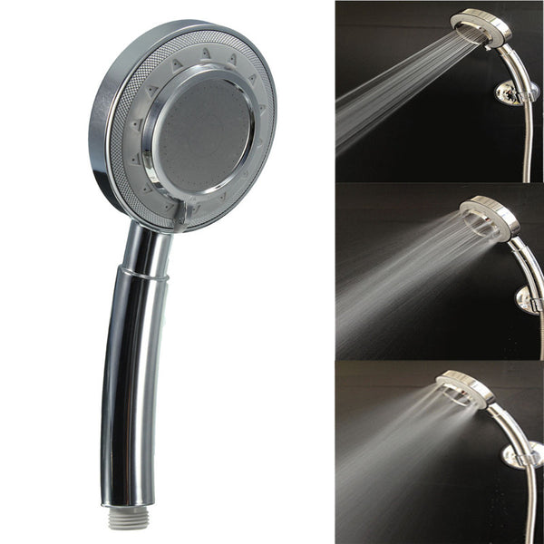 Bathroom Handheld Rainfall Shower Head ABS Chrome Water Saving Bath SPA Showerhead