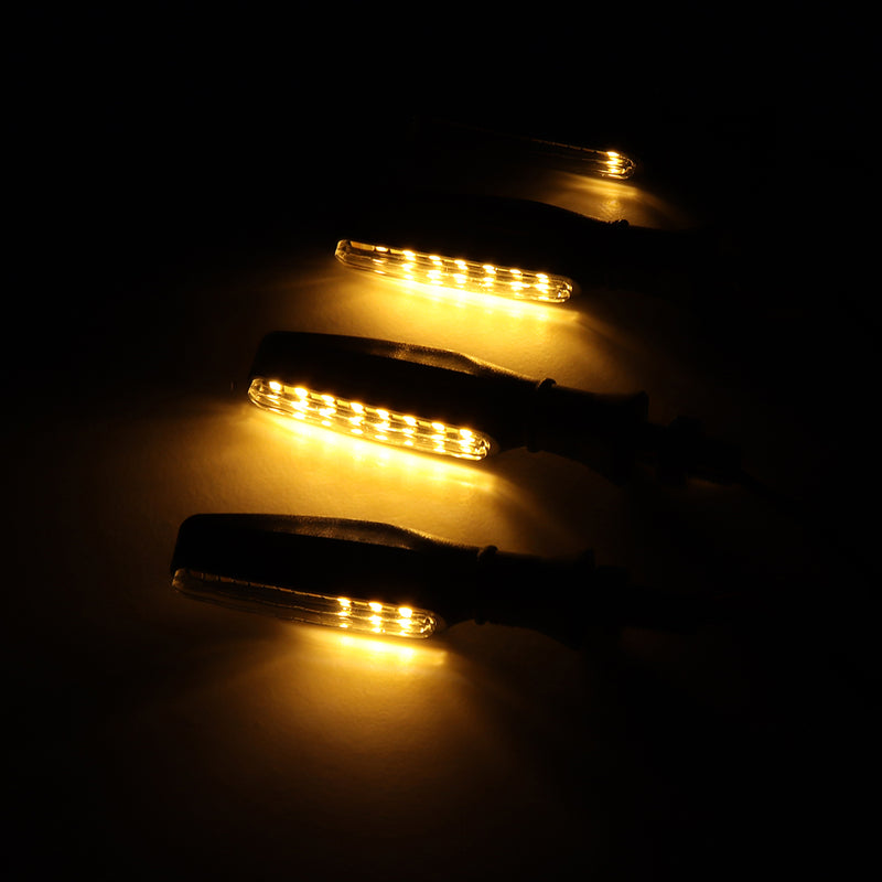 4pcs 15LED Flowing Turn Signal Lights Indicators White&Amber Blinker Motorcycle Universal