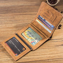 IPRee Men's Vintage RFID Blocking Trifold Wallet PU Leather ID Credit Card Holder