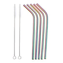 8pcs Stainless Steel Colorful Curved Straw Reusable Straw Set with 2 Brushes Storage Box