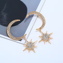 Fashion Moon Stars Six Mans Stars Full Diamond Cool Earring Set