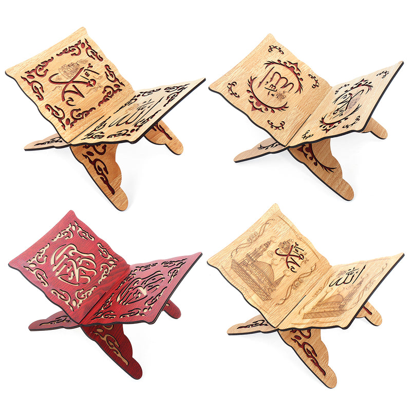 Wooden Bookshelf Eid Bible Stand Wood Carved Book Stand Home Decoration