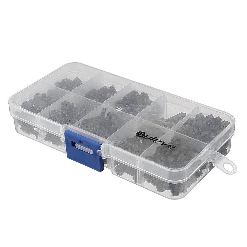 Suleve M3NH1 M3 Nylon Screw Black Hex Screw Nut Nylon PCB Standoff Assortment Kit 300pcs