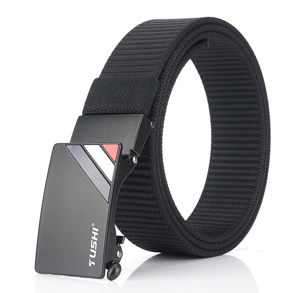 TUSHI 125cm Thick Nylon Belt Quick Release Metal Buckle Business Tactical Belt