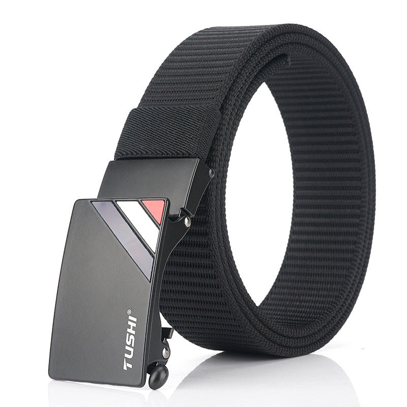 TUSHI 125cm Thick Nylon Belt Quick Release Metal Buckle Business Tactical Belt