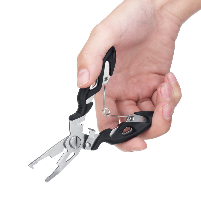 Stainless Steel Fishing Pliers Grip Fish LIp Gripper Fishing Tackle Fishing Tools w/ Sheath Lanyard Holder