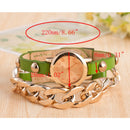 Fashion Women Winding Bracelet Watch Leather Band Ladies Dress Quartz Watch